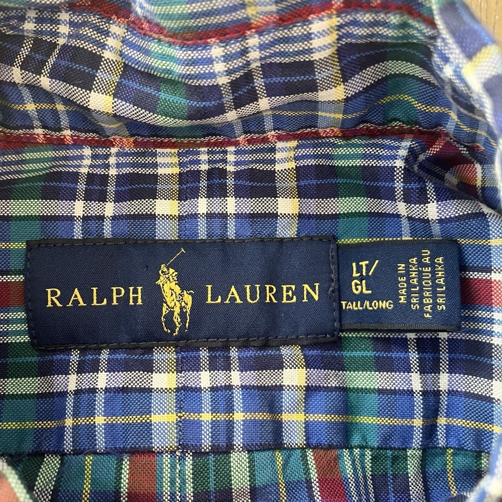 Polo Ralph Lauren Button Down Shirt‎ Mens LT Large Tall Plaid Long Sleeve Pony - Picture 2 of 10